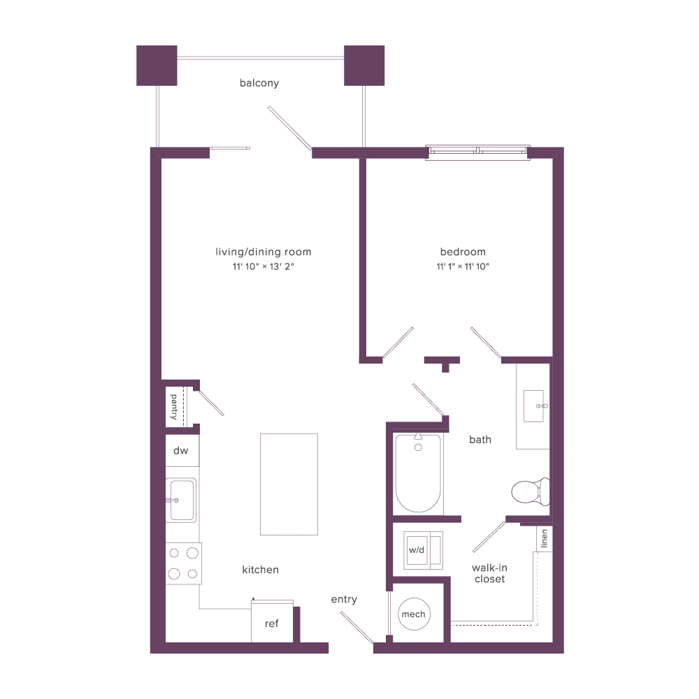 720 Sq Ft 1 BD 1 BA