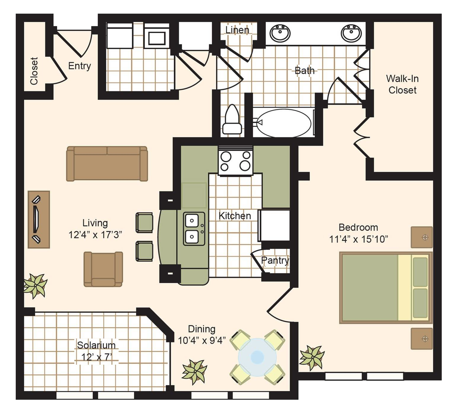 984 sq Ft. 1 BD / 1 BA