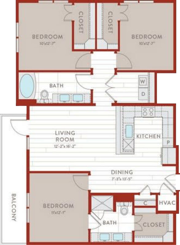 Model: C1 Bed: 3 Bath: 2 Size: 1,314 Sq Ft. View Similar