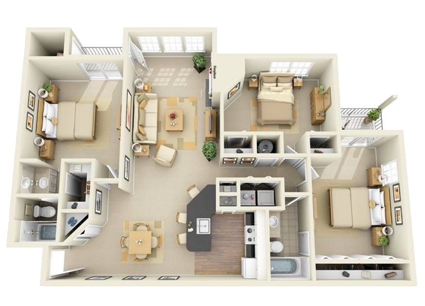 Model 3 Bed 2 Bath Bed 2 Bath 2 Size 1,314 sq. ft. View Similar