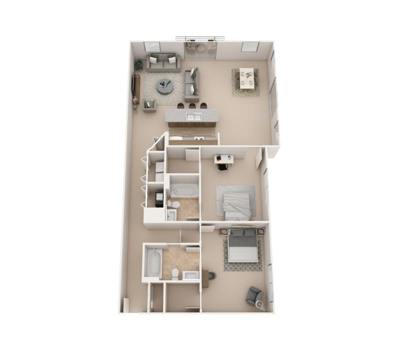 1193 sq Ft. 2 BD / 2 BA